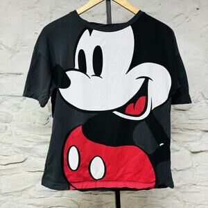 Disney Zara Mickey Mouse Oversized Print Graphic T Shirt Double Sided Rare HTF